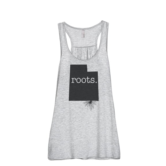 Thread Tank Home Roots State Utah UT Women's Sleeveless Flowy Racerback Tank Top Sport Grey 2X-Large