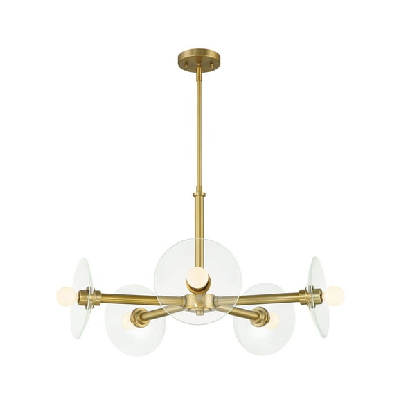 Designers Fountain Litto 26.25 inch 5-Light Brushed Gold Modern Chandelier with Clear Glass Shades, D294C-5CH-BG