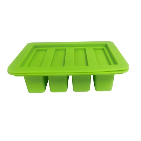 

Butter Silicone Tray Mold The Butter Maker with Lid Storage Jar Large 4 Cavities Rectangle Container for Butter Soap Bar Energy Bar Muffin Cornbread Pudding and DIY Soap Molds (Green)