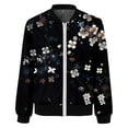 thumbnail image 3 of Floral Print Baseball Jacket for Women 2025 Fall Long Sleeve Lightweight Zip Up Casual Jackets Coat Outerwear, 3 of 6