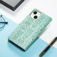 thumbnail image 4 of Wallet Case for iPhone 15 Plus, Lovely Cute Animal Embossed Pattern Cartoon PU Leather Flip Cover with Card Slots Cash Holder Kickstand Magnetic Clasp Shockproof Case, Green, 4 of 6