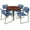 Cherry / Black Legs / Blue Chairs, variant on Romig Arco 36 in. Square Breakroom Table- Grey Top, Black Base & 4 Zeng Stack Chairs- Black