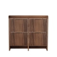 thumbnail image 2 of Ktaxon Fluted Shoe Cabinet with 4 Flip Drawers, Narrow Shoes Storage for Entryway, Walnut, 2 of 12