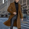 thumbnail image 2 of Fozruso Mens Autumn And Winter Long Windbreaker Wool Coat Coat Solid Color Slim Body, 2 of 5