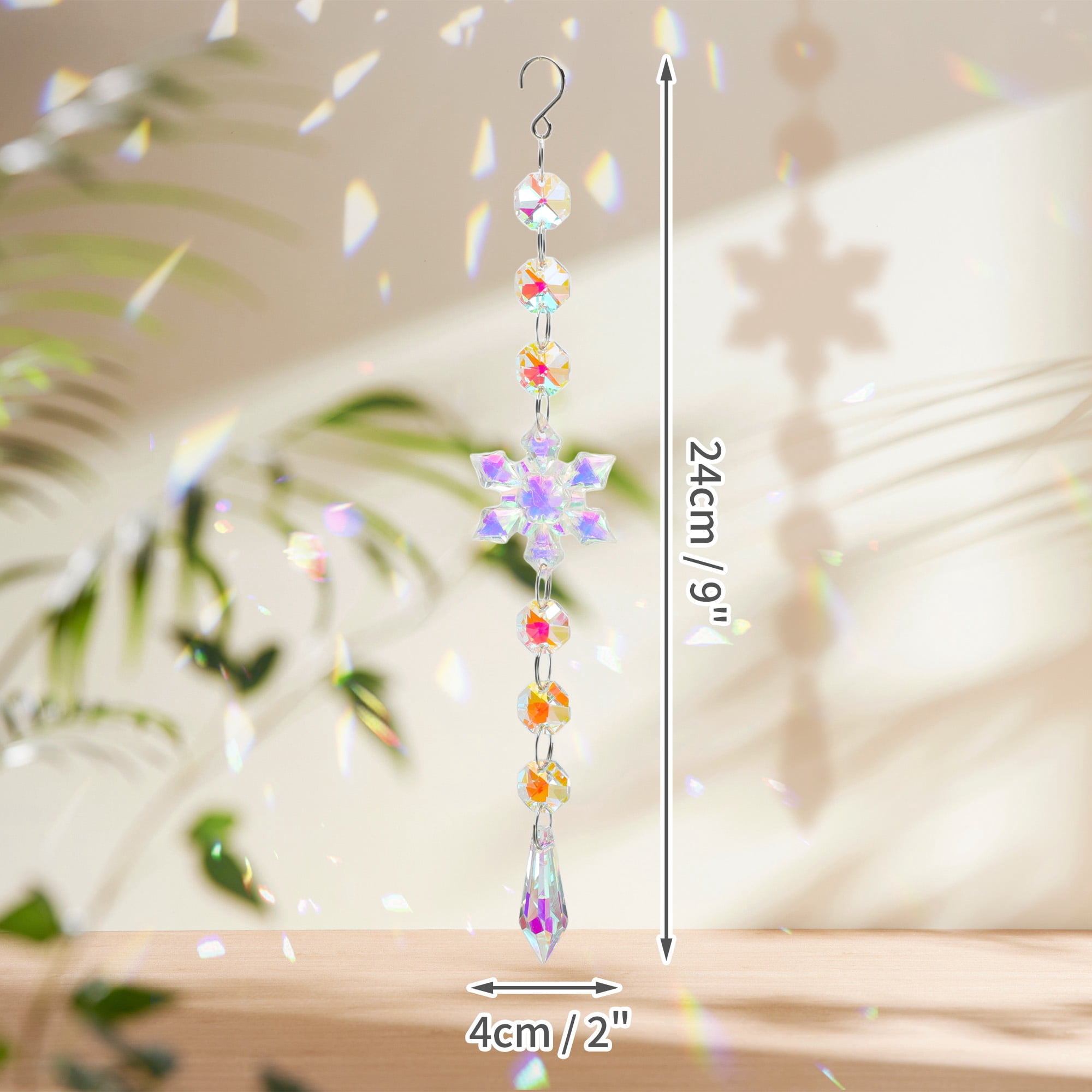Unique Bargains Sun Catcher Crystal Wind Whirl for Indoor Hanging Silver 9.45"