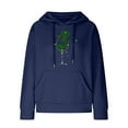 thumbnail image 4 of Women's Waffle Sweatshirts St. Patrick's Day Letter Graphic Print Drawstring Casual Loose Pullover Hoodies with Pockets(Blue,XXL), 4 of 5