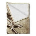 thumbnail image 2 of Mermaid Soft Flannel Fleece Throw Blanket, Vintage Girl in the Sea an Anchor Mythical Aquatic Creature Graphic Art, Cozy Plush for Indoor and Outdoor Use, 60" x 80", Beige Brown, by Ambesonne, 2 of 5