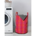 thumbnail image 3 of Abstract Laundry Bag, Funky Colors Contemporary Vertical and Horizontal Streaks Overlapping, Basket with Handles Drawstring Closure for Laundromats, 13" x 19", Dark Coral and Yellow, by Ambesonne, 3 of 4
