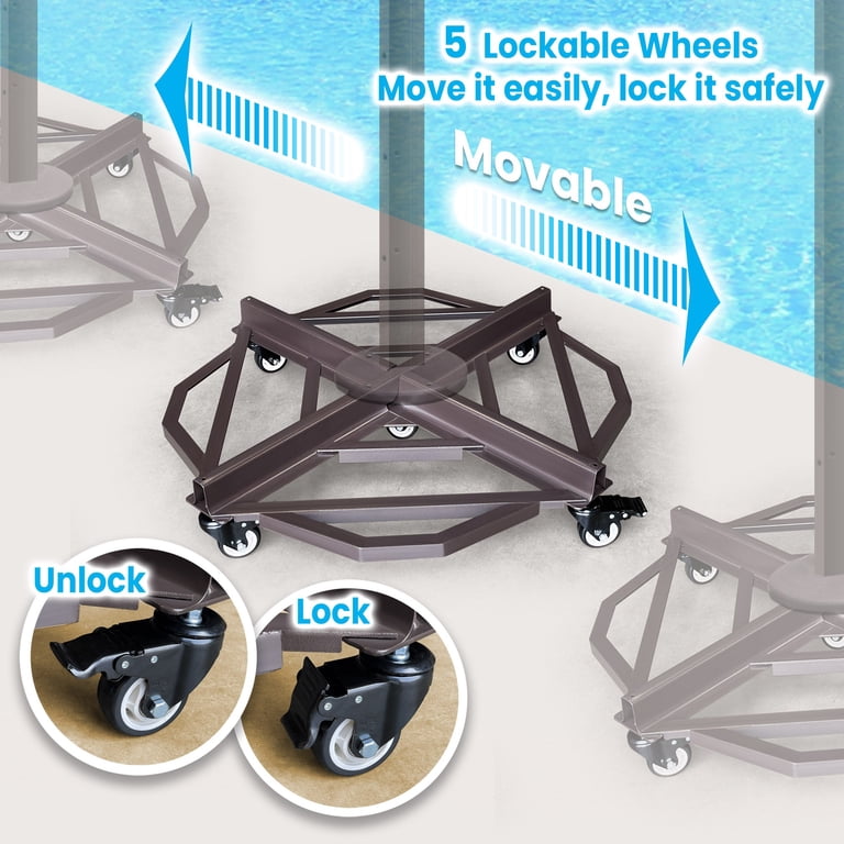 2.5 patio umbrella stand Base with 5 Wheels, 100 lbs Max Capacity Fillable Umbrella Meet the Round 2 Base by Midtown Umbrellas — a sleek Outsunny 2-in-1 Outdoor Storage Box