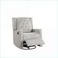thumbnail image 3 of Recliners, Contemporary Light Gray Polyfiber Swivel Glider Recliner | Wing Back Tufted Cushion | Manual Motion | Living Room Furniture | 1pc, 3 of 10
