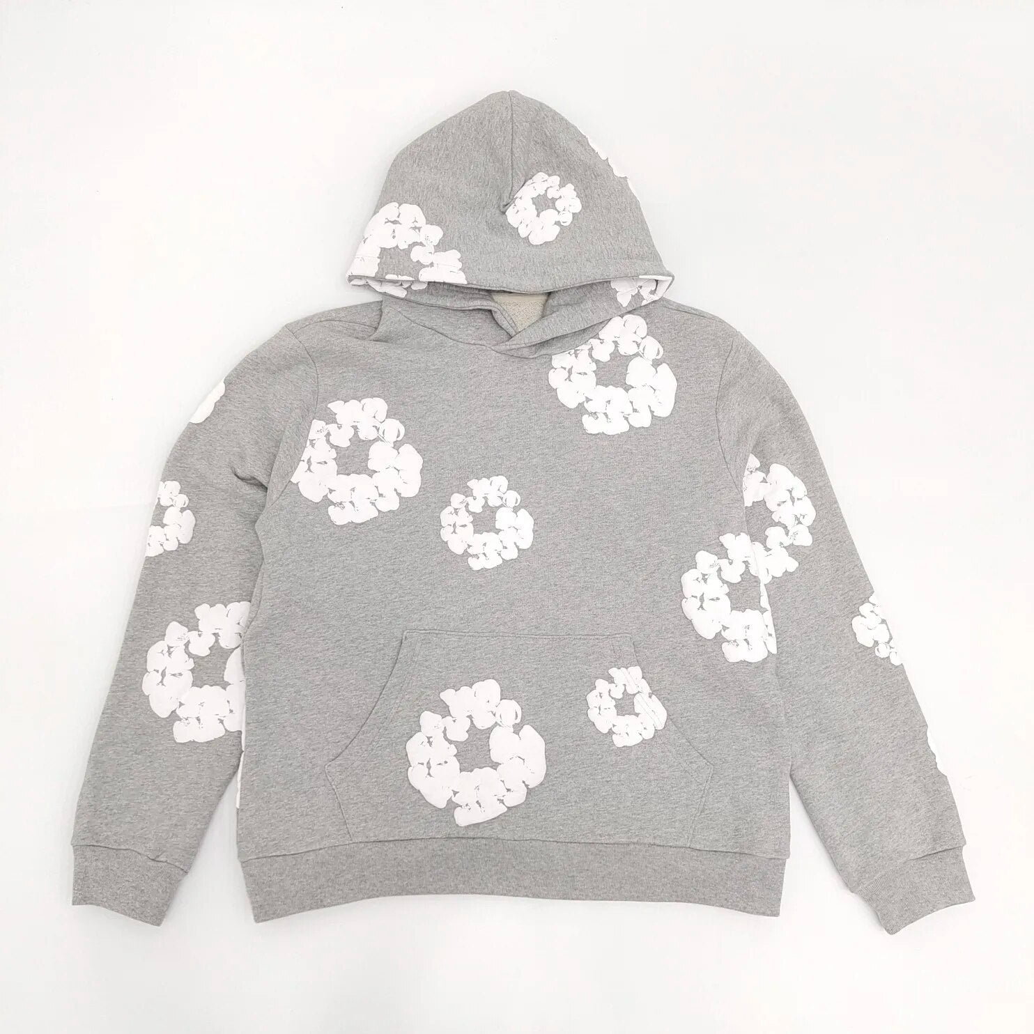 Men's High Street Hip Hop Flower Sports Denim Hoodie E S