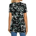 thumbnail image 5 of ClodeEU Women's V-Neck Printed Short Sleeve Shirt with Button ,Casual Trendy Tunic Blouse Black,Womens Plus XXL, 5 of 7