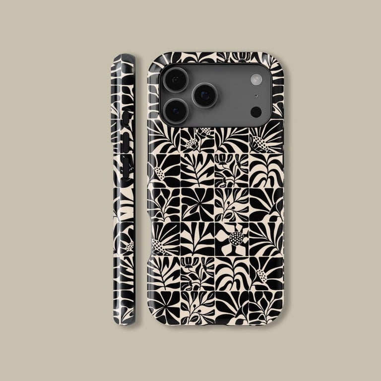 Minimal Geometric Floral Tough Phone Case, Modern Botanical Pattern ...