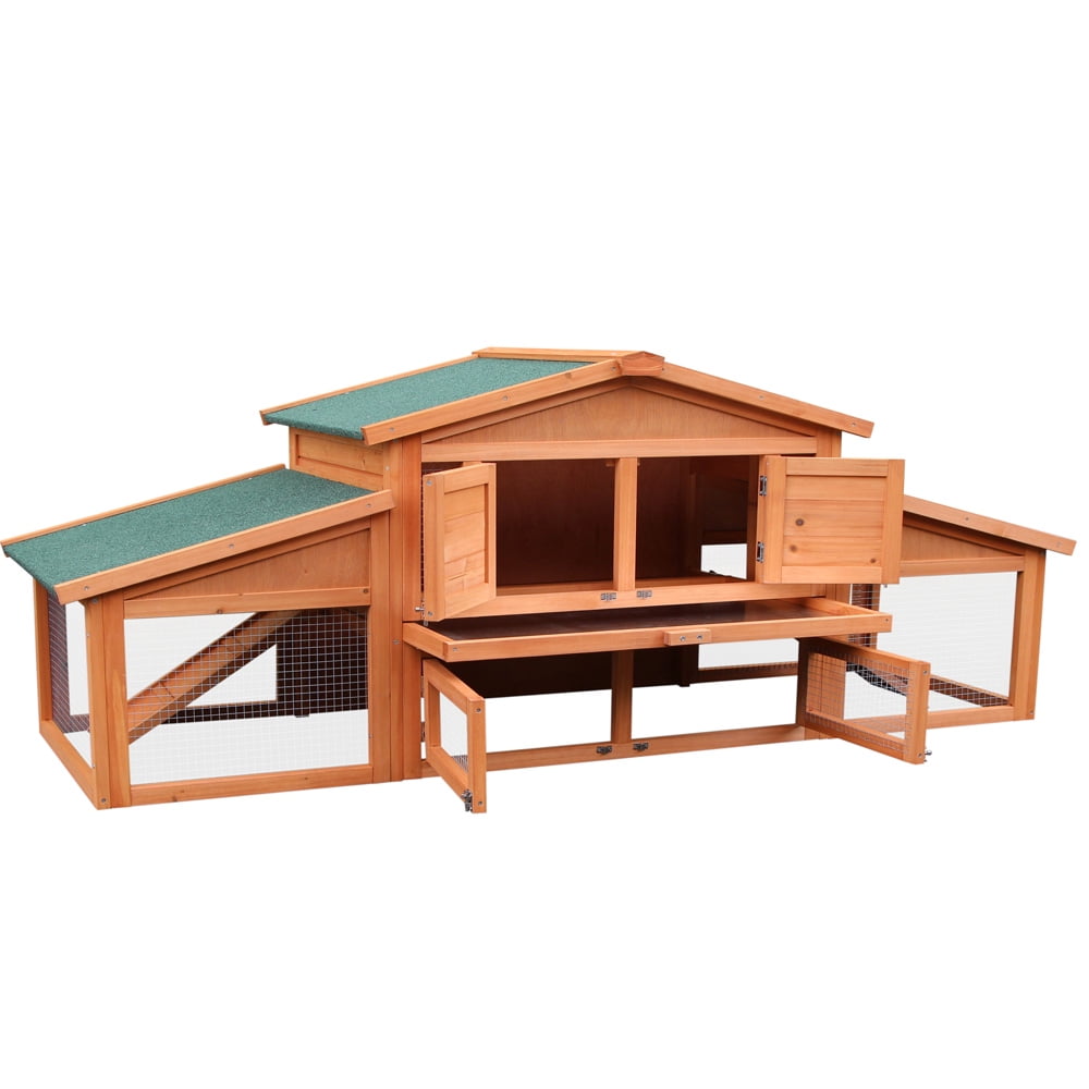 UHOMEPRO 70" Animal Hutch Rabbit Cage, Waterproof Wooden Chicken Coop