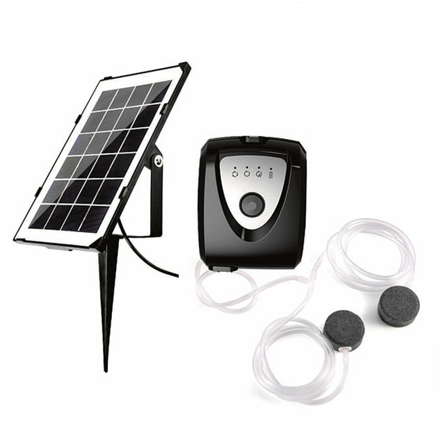 Bomba de aire Oxigenador de tanque de peces con bomba de aire solar de 6 V y 3,5 W con tubo de acuario doble y piedra de burbujas de aire, aireador de bomba de oxígeno para estanque al aire libre, rec Maboto Bomba de aire