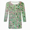 thumbnail image 4 of Towmus Womens Summer Tops 3/4 Sleeves Floral Print Dressy Blouses Crew Neck Casual Tunic Tops Summer Shirts, 4 of 4
