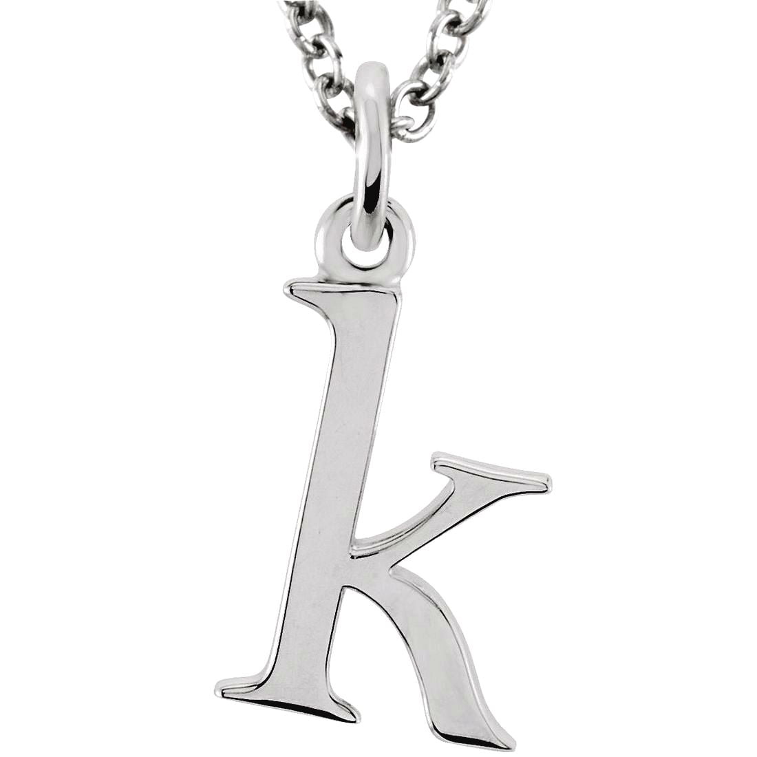 925 Sterling Silver Letter Name Personalized Monogram Initial K 15.5x5.5mm 16 Inch Polished Lowercase Initial Necklace P