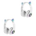 thumbnail image 3 of Cateissary Cute Cat Ears Auriculares inalámbricos Flash Light Auriculares con micrófono LED Chica Estéreo Música Teléfono Bluetooth Type2 NO2, 3 of 6