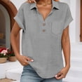 thumbnail image 2 of T Shirts for Women Summer Lightweight Short Sleeve V Neck Collared Tshirts Dressy Casual Office Work Shirt, 2 of 8