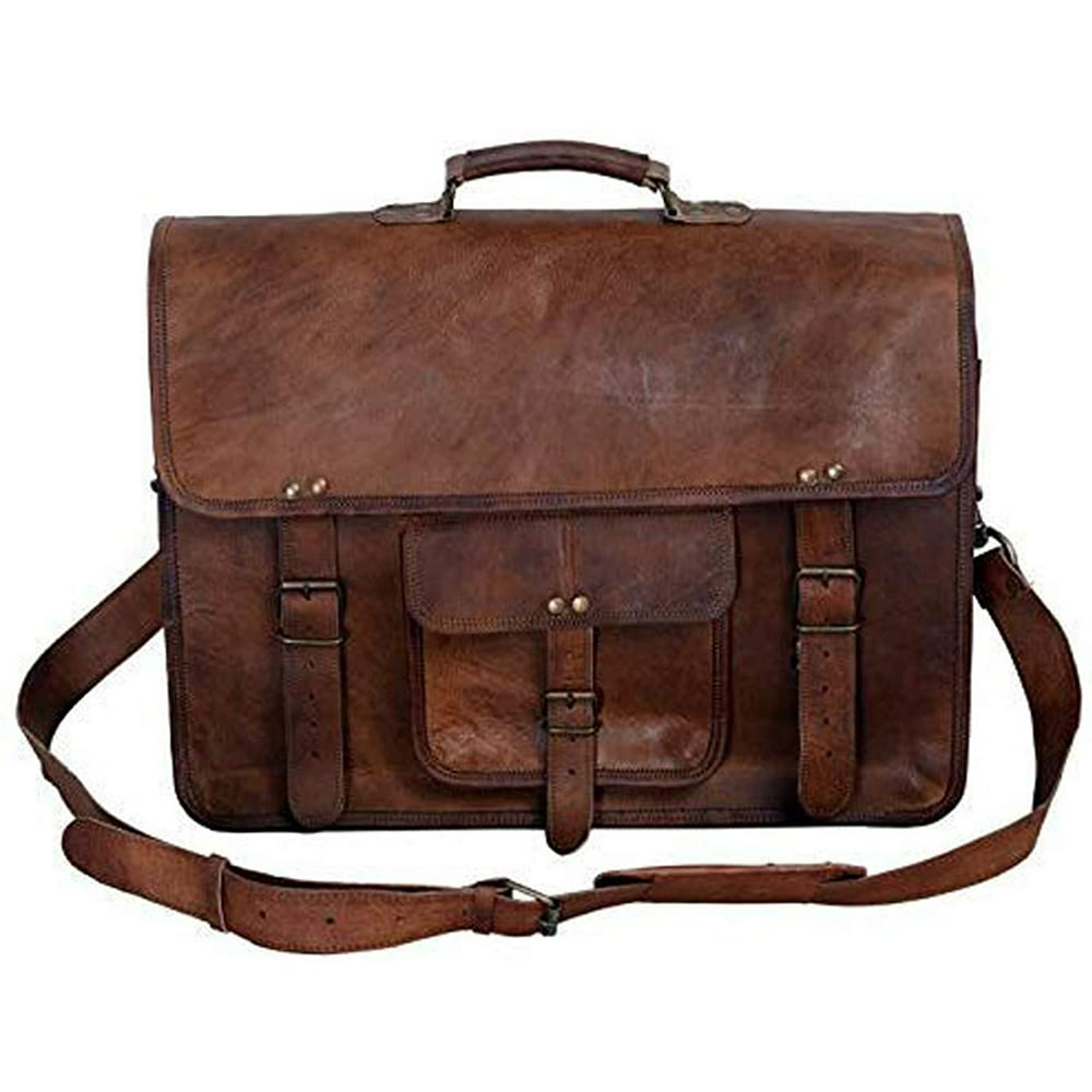 Vintage Men's Brown Handmade Leather Briefcase Best Laptop Messenger ...