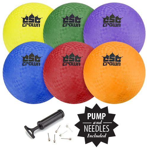 Dodgeballs 4-Pack of 10-inch Gym Rainbow Playground Balls with Pump Kickballs 