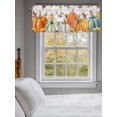 thumbnail image 3 of Fall Orange Green Pumpkin Valances for Windows Sunflower Maple Leaf Wood Grain Kitchen Valance Curtain Rod Pocket Small Curtains for Cafe Bathroom Laundry Basement 60" x 18", 3 of 8