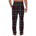 thumbnail image 3 of BUIGTTKLOP Plaid Pajamas Pants for Mens Drawstring High Waisted Lounge Pants Straight Wide Leg Sleep Bottoms, 3 of 5