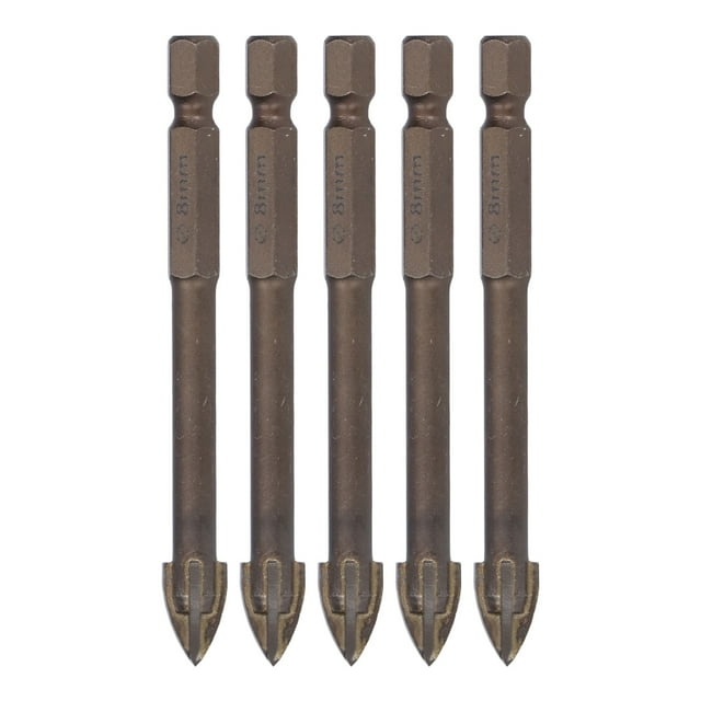 5 brocas cruzadas de 1/4 pulg., vástago hexagonal, para azulejos, vidrio, cerámica, hormigón, herramienta de aleación dura de 8 mm.