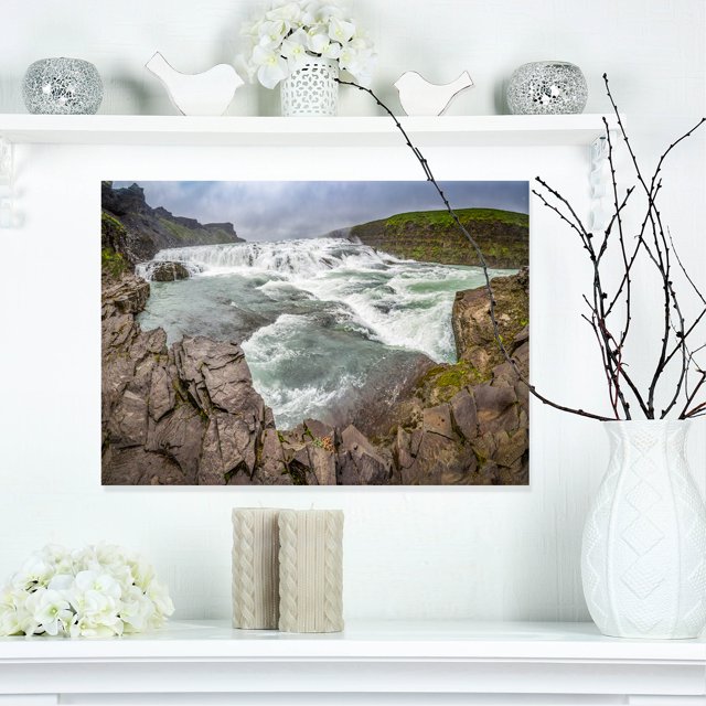 Huge Gullfoss Waterfall in Iceland - Landscape Print Wall Artwork