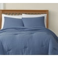 thumbnail image 3 of TRULY SOFT Crinkle Garment Wash Blue King 3 Piece Comforter Set, Solid Color Themed, Oeko-TEX Certified Confidence, 3 of 8