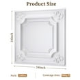 thumbnail image 3 of LooYee 24 Pack White Ceiling Tiles 24x24 Inch, French Style 3D Decorative Ceiling Panels 2x2Ft PVC Waterproof Washable Plastic Material, Cover 96 Sq.Ft, 3 of 8