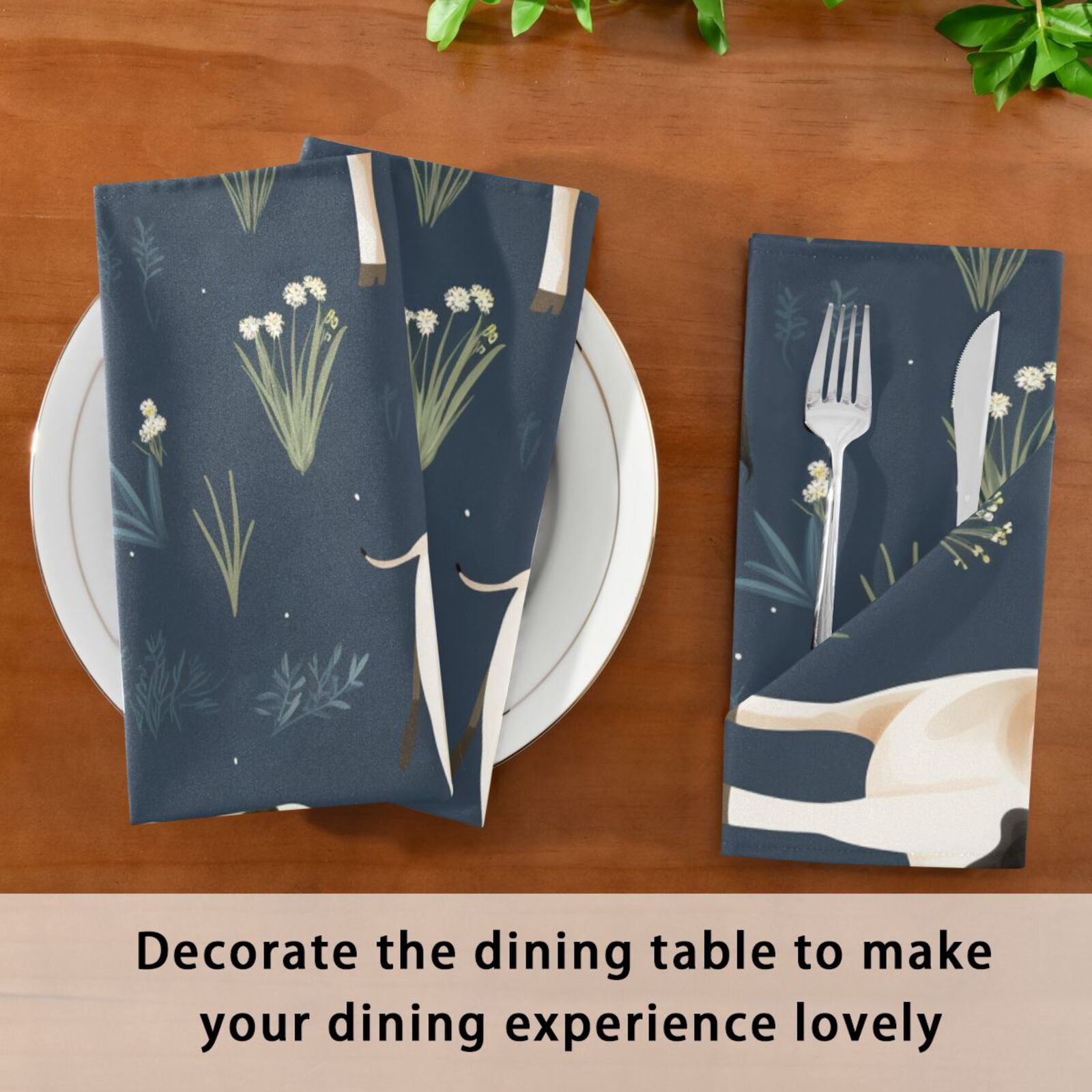 JSTEL Cute Cow Cloth Napkins Set of 6, 20x20 Inch Washable and Reusable Napkin for Decoupage Dinner Party Everyday Use