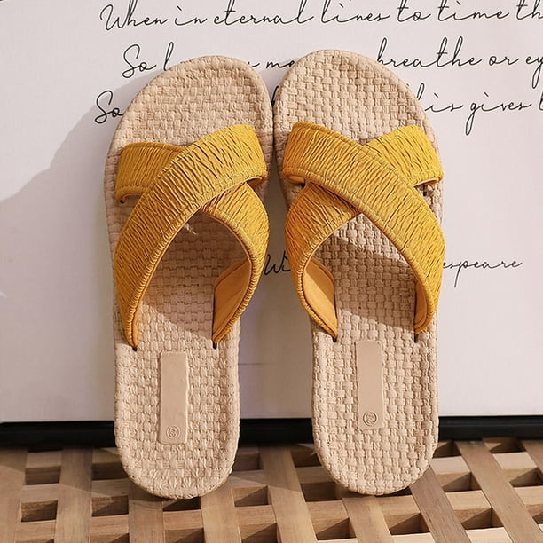 Summer Savings EINCcm Womens Sandals Women Shoes Summer Beach Sandals Slippers Imitation Hemp Rope Travel Flat bottom Shoes Sandals for Women