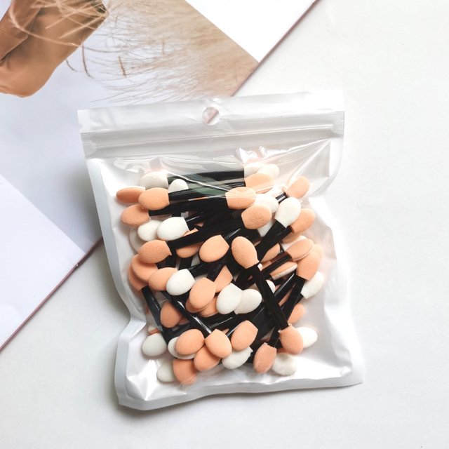 Esponja de doble cabeza en caja de 6,5 cm para sombra de ojos, desechable, de látex, para decoración de uñas, herramientas de maquillaje