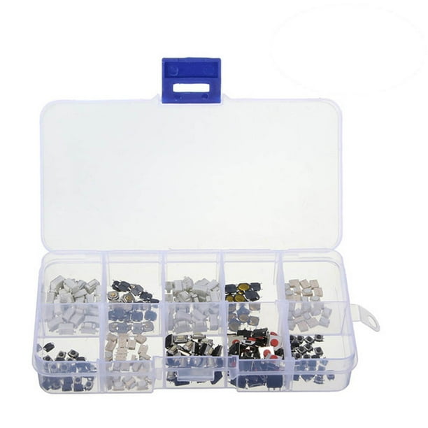 Kit de 250 pulsadores táctiles con 10 tipos de interruptores momentáneos