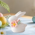 thumbnail image 6 of SLYNSHome Ceramic Rabbit Figurines Easter Pink Bunny Flowers Decorations for Home, Tabletop Ornament, 6 of 7