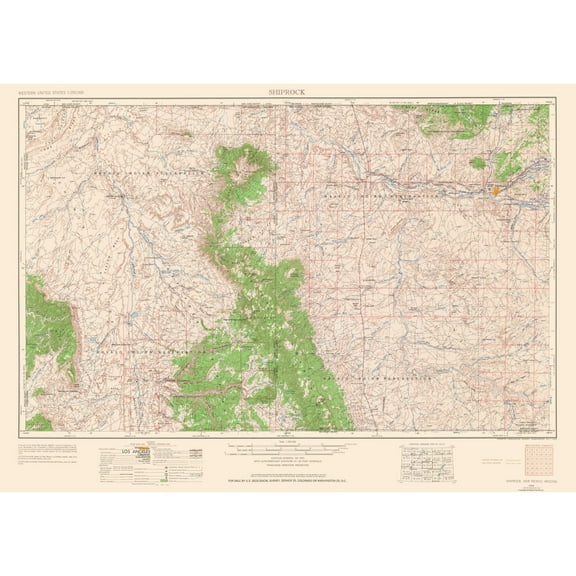 Topographical Map - Shiprock New Mexico Quad - USGS 1963 - 32.44 x 23 - Vintage Wall Art