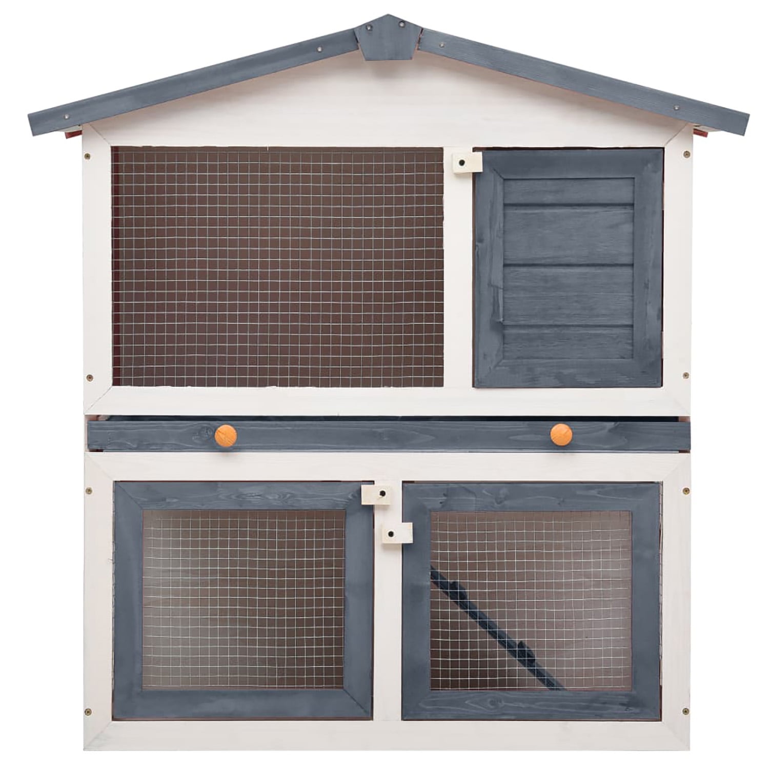 Pefilos 37" Outdoor Rabbit Hutch, Wooden Bunny House 3 Doors Small Animal Pet Cage, Gray Pefilos 37" Outdoor Rabbit Hutch, Wooden Bunny House 3 Doors Small Animal Pet Cage, Gray