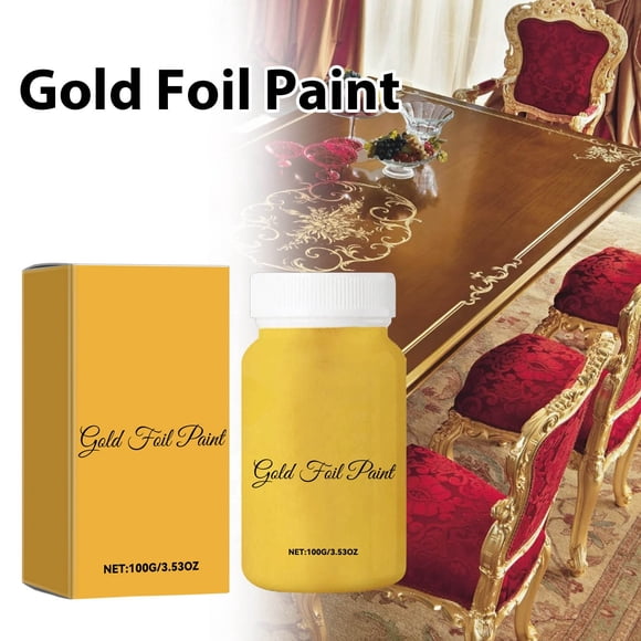 Metallic Foil Paint High Sheen Gold Leaf Coating for Home Décor and Furniture Agent 8oz Water-Based Exclusive 60ml