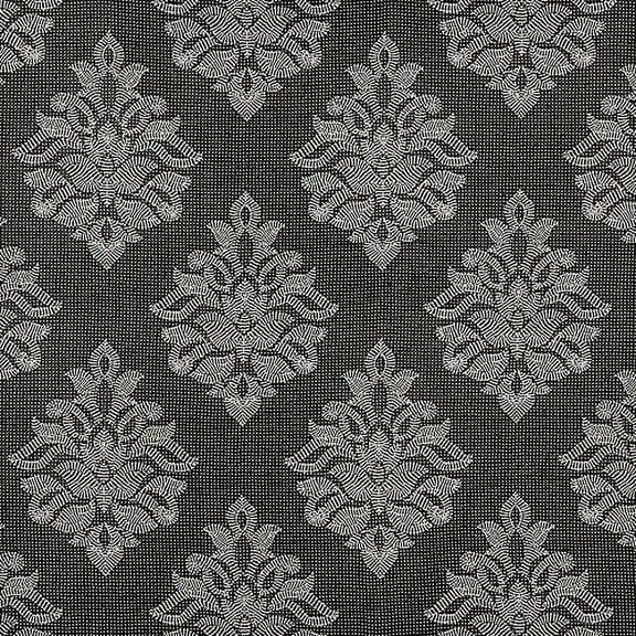 Fabric Robert Allen Beacon Hill Sea Rose Black White Silk Drapery HH36