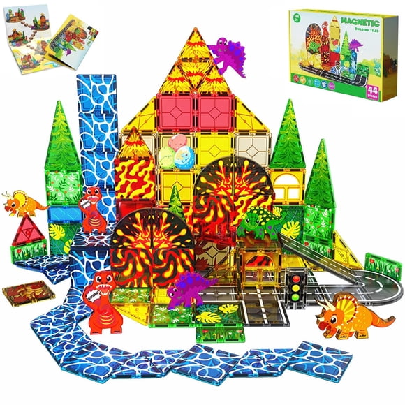 Juego de azulejos magnéticos Magneverse Lava Dinosaur World para niños de 1 a 12 años