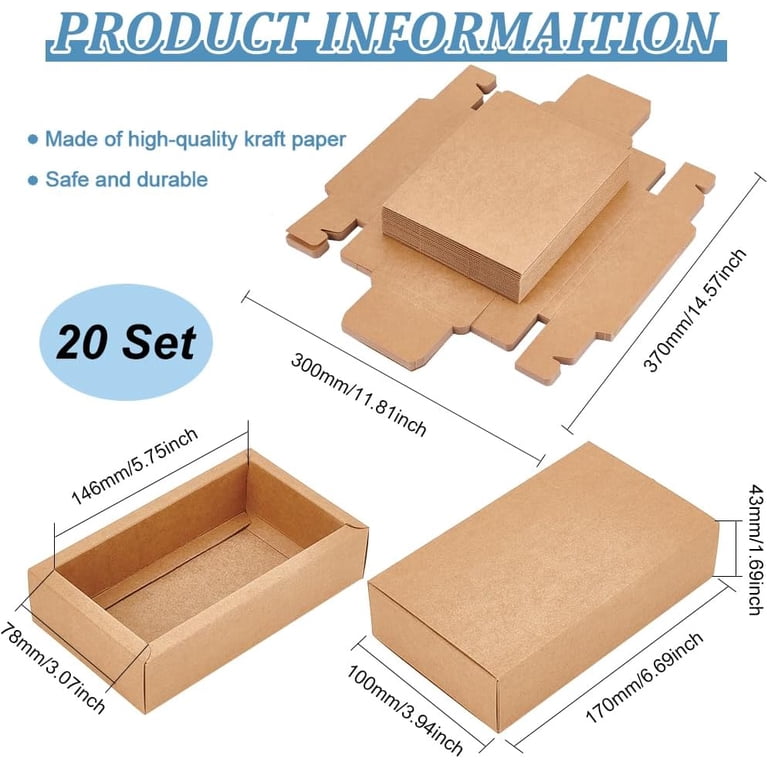 Kraft Bhina 20pcs Paper, FoodBox, Cake Gift, CandyBox, Boxes Takeaway, Treat Boxes, Suitable for Cakes, Cookies, Baked Chicken
