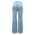 thumbnail image 4 of Glisme Women's Trousers Solid Color Elastic Waist Summer Tassels Women Bootcut Leg Pants Size L Light blue, 4 of 5