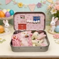 thumbnail image 5 of Little Pocket Bunny Decorative Boxes, Easter Basket Stuffer, Easter Gifts for Kids, DIY Pet Bunny Adoption, Easters Baskets Decorative Boxes,Rabbit Plush Toy in a Tin: Miniature Bed Set (Pink), 5 of 7