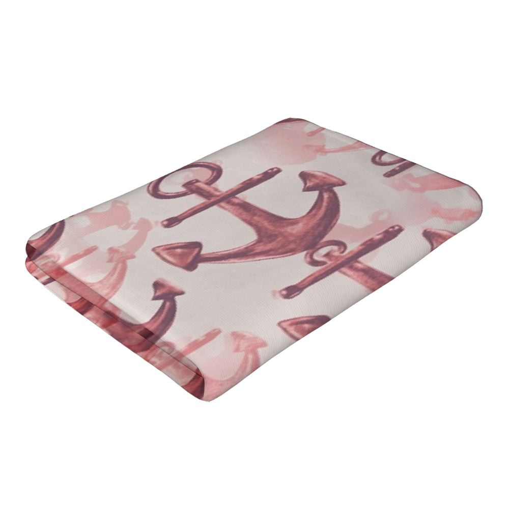 Nautical Coral Glitter Anchor Pattern Microfiber Sand Free Beach Towel Oversized Quick Dry Absorbent for Pool Swimming Bathroom Beach Towel