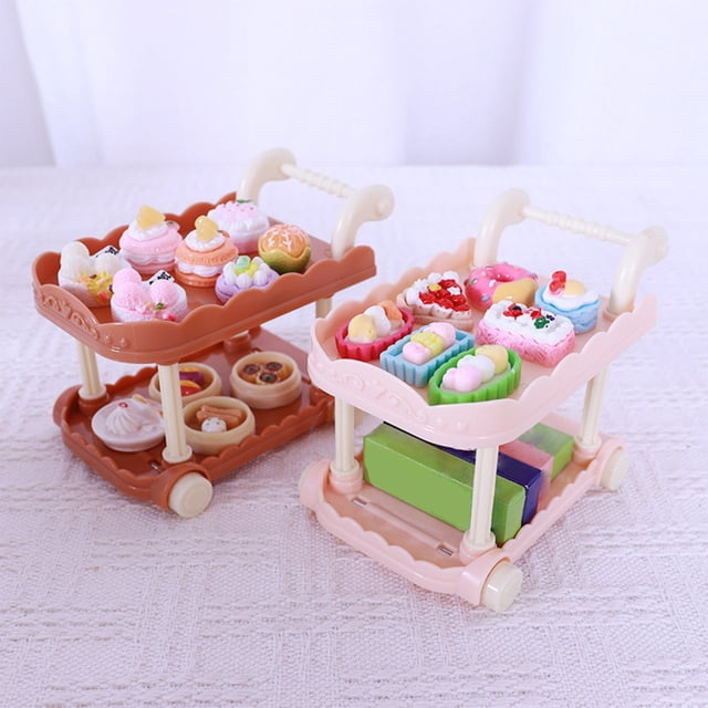 onlyliua Liquidación Ofertas Del Día Ofertas Prime Jugues de Comida En Miniatura, Carritos de Comida Pequeños, Carritos de Supermercado, Simulación de Casa de Muñecas, Modelo de Escena, Juego de Coci