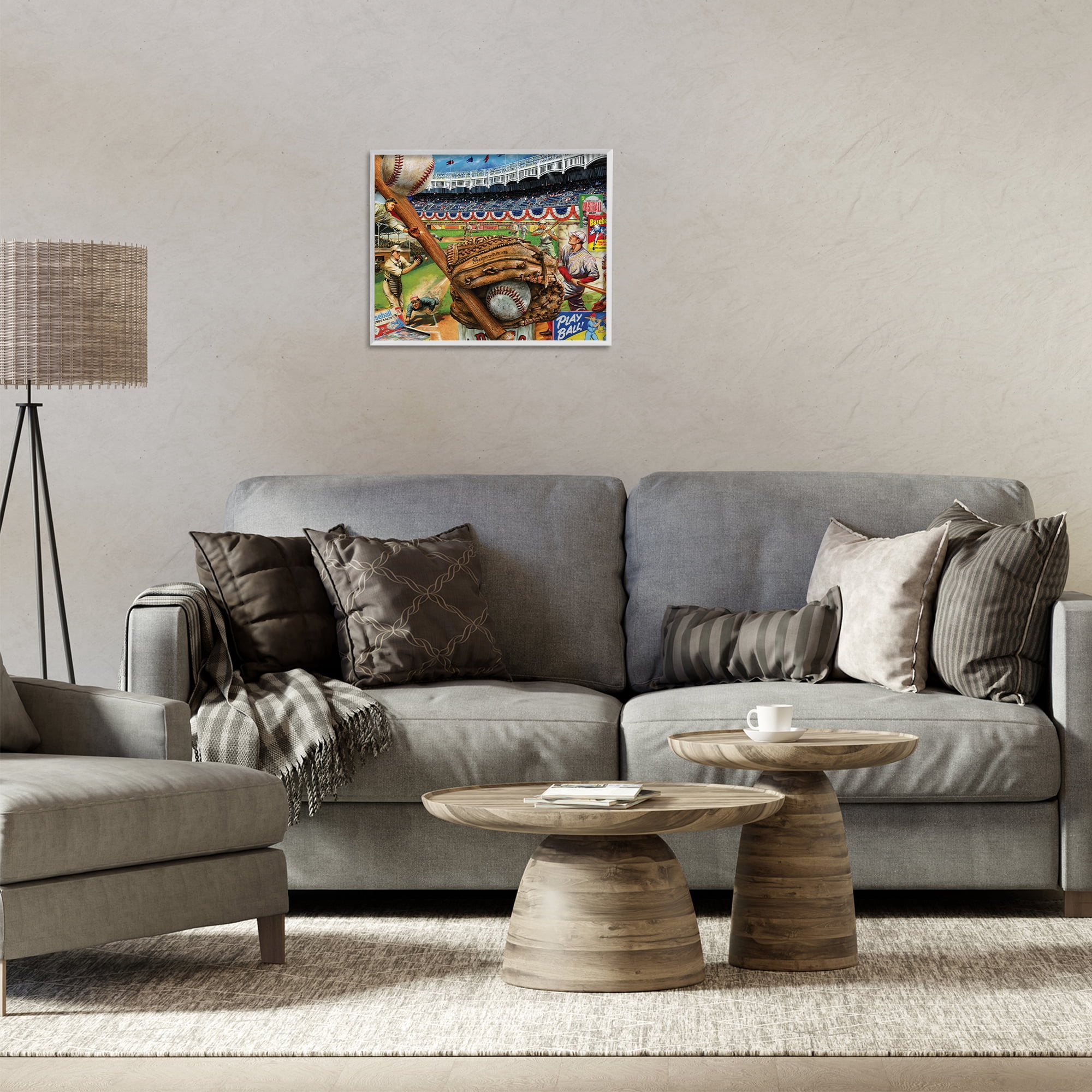 Stupell Industries Baseball Sports Collage Sports Painting White Framed Art Print Wall Art, 20 x 16