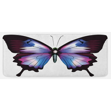Swallowtail Butterfly Kitchen Mat, Vivid Animal Nature Fragile Creature, Plush Decorative Kitchen Mat with Non Slip Backing, 47" X 19", Violet Blue Maroon Pink, by Ambesonne