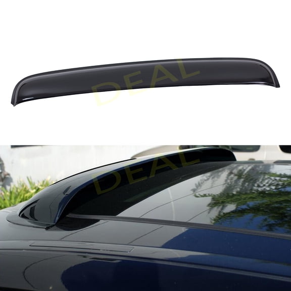 43" Wide Universal Sun Roof Visor Wind Deflector, Dark Smoke Tint Tape-On Type Moon Roof Visor Windflector, 1-Piece Set For The Model From 37" To 42" Sunroof Moonroof Only