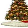thumbnail image 3 of FabricLA Off White Faux Fur Tree Skirt Cut - 48-Inches with Rounded Edges (No Backing) for Christmas, 3 of 8